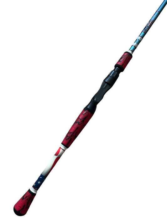 7'3" Med-Heavy Power Fast Action Pre-Built Casting Rod- USA Themed