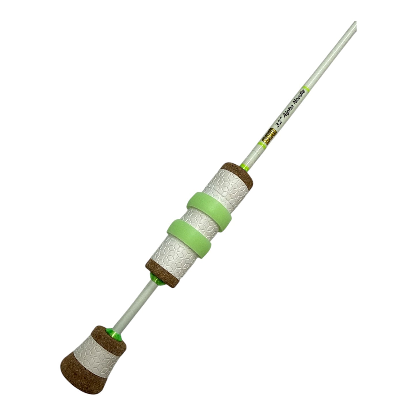 32” White & Chartreuse Alpha Noodle-  Glow Blank & White Thread!